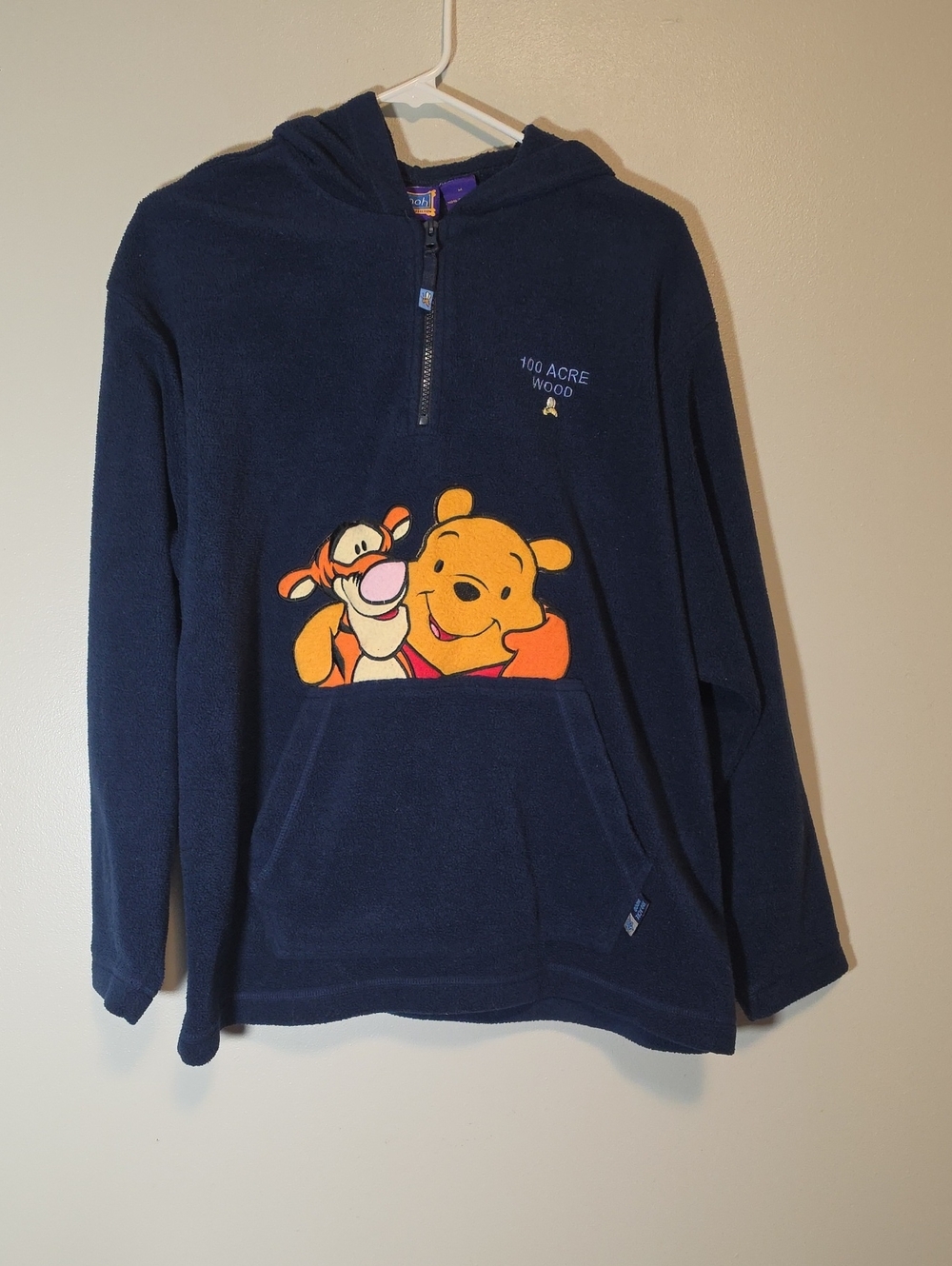 Vintage 90s Pooh Navy Fleece Jacket - Women's Cozy Zip Hoodie